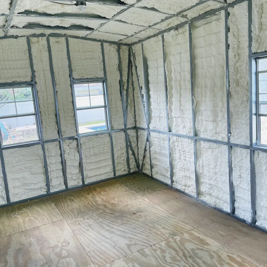 Closed-cell spray foam insulation applied to wall cavities in a residential project in Healdsburg